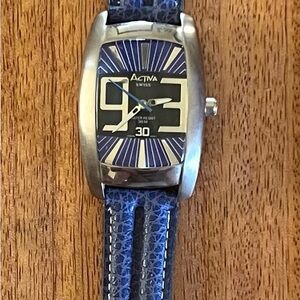 Blue and Silver Wearable Watch